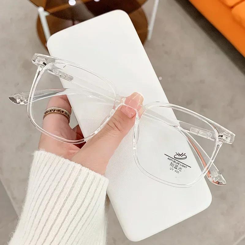 

Ретро ультра легкие квадратные очки для близорукости персонализированные большие очки для близорукости с защитой от синего света от 0 до -4,0 0(anti-blue) прозрачный