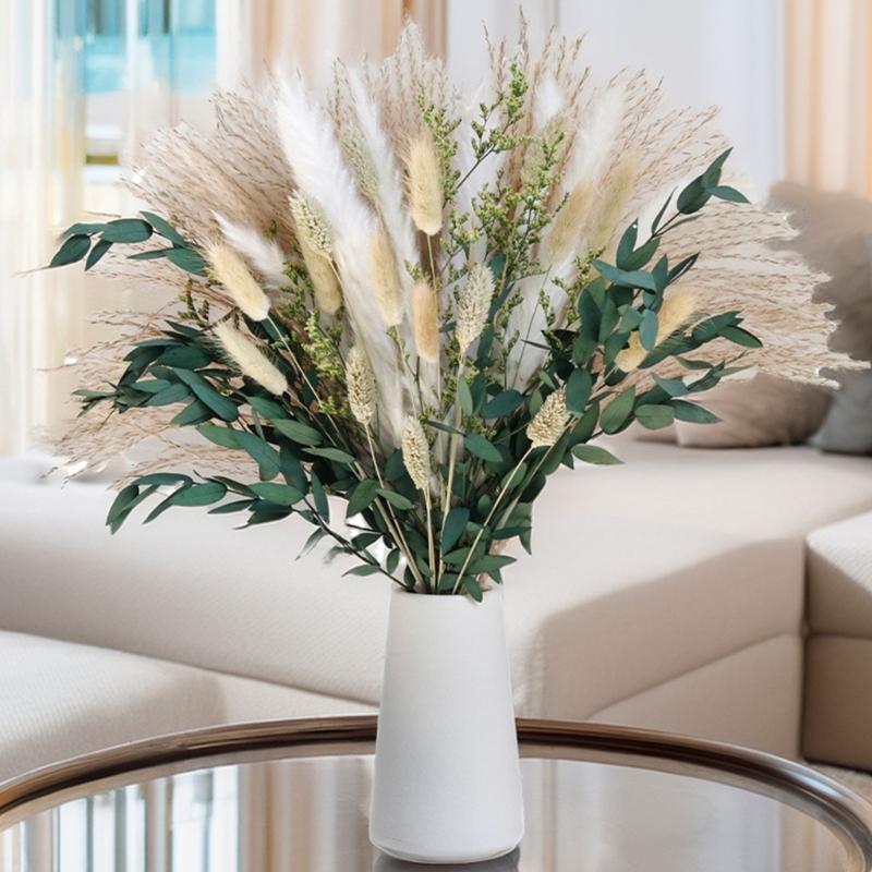 Handmade Dried Flower with Phragmites Communis and Rabbit Tail for Farmhouses Style Arrangement and Stable Gift