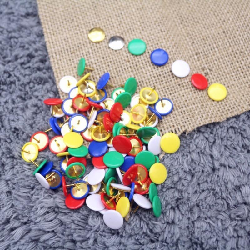 100Pcs Colors Push Pins Colorful Decorative Thumb Tacks Roundness Head Push Pins
