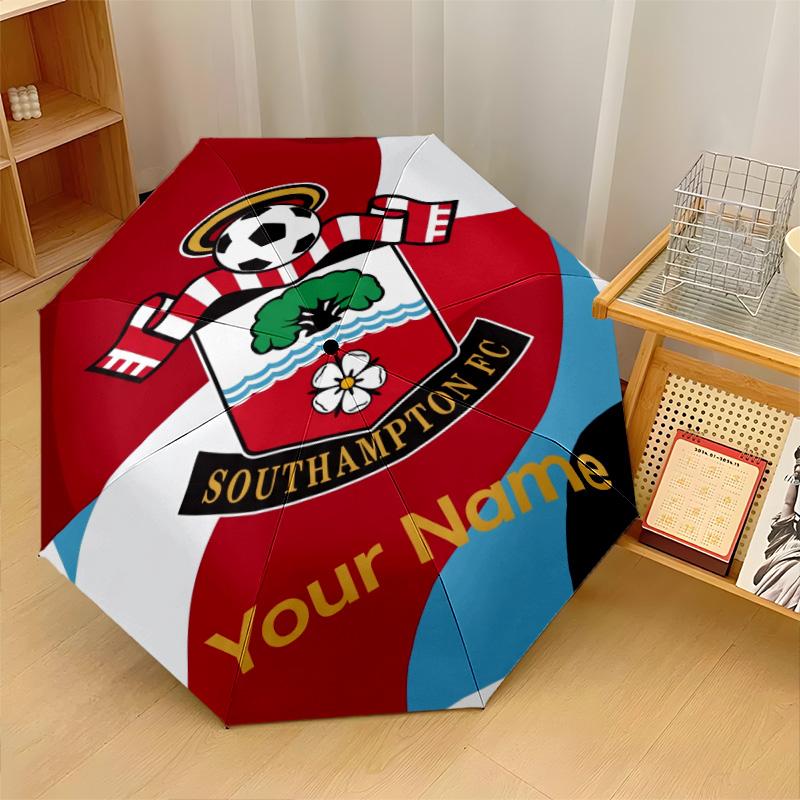 Stoke City FC Automatic 3‑Fold Umbrella 8‑Rib Windproof Folding Umbrella Sun Rain Protection For Outdoor Travel Daily Use