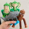 Shark Telescopic Stretch Stick: Versatile Cartoon Suction Cup Decompression Toy for Kids Inspired by Shan Hai Jing.