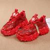 Fashion Bling Women Shoes Dad Chunky Sneakers Women Luxury Comfortable Glossy Thick Sole Ladies Platform Wave Bottom Trainers Red Sliver
