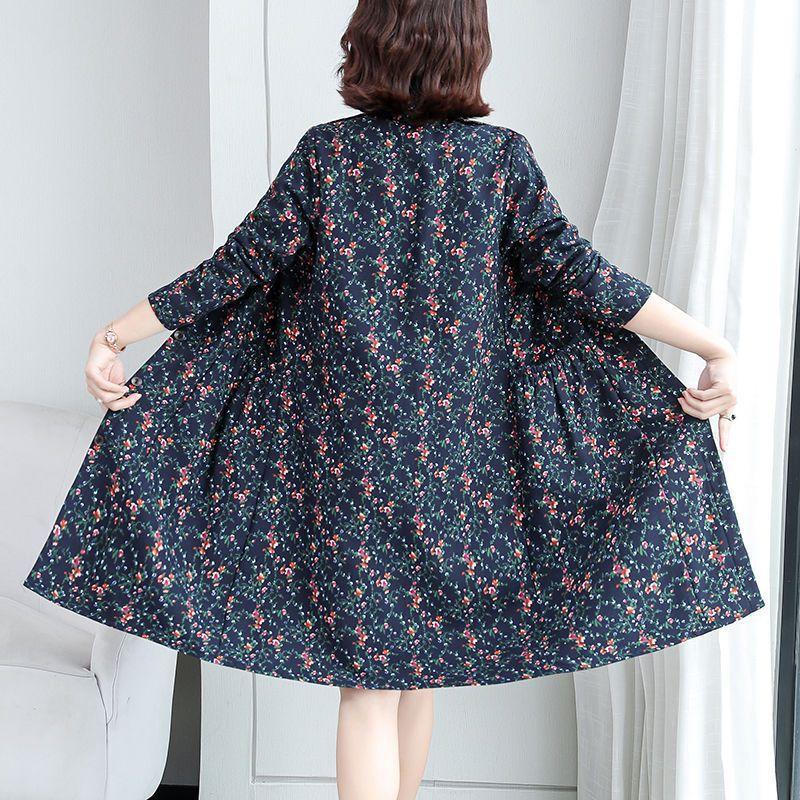 Middle-aged and Elderly Women's Velvet Thickened Windbreaker Coat Women's Autumn and Winter Slimming Mother's Wear Mid-length Winter Coat