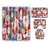 Christmas Toilet Seat Shower Curtain Four-Piece Printed Floor Mat Set Bathroom Floor Mat Bedroom Absorbent Door Mat Carpet