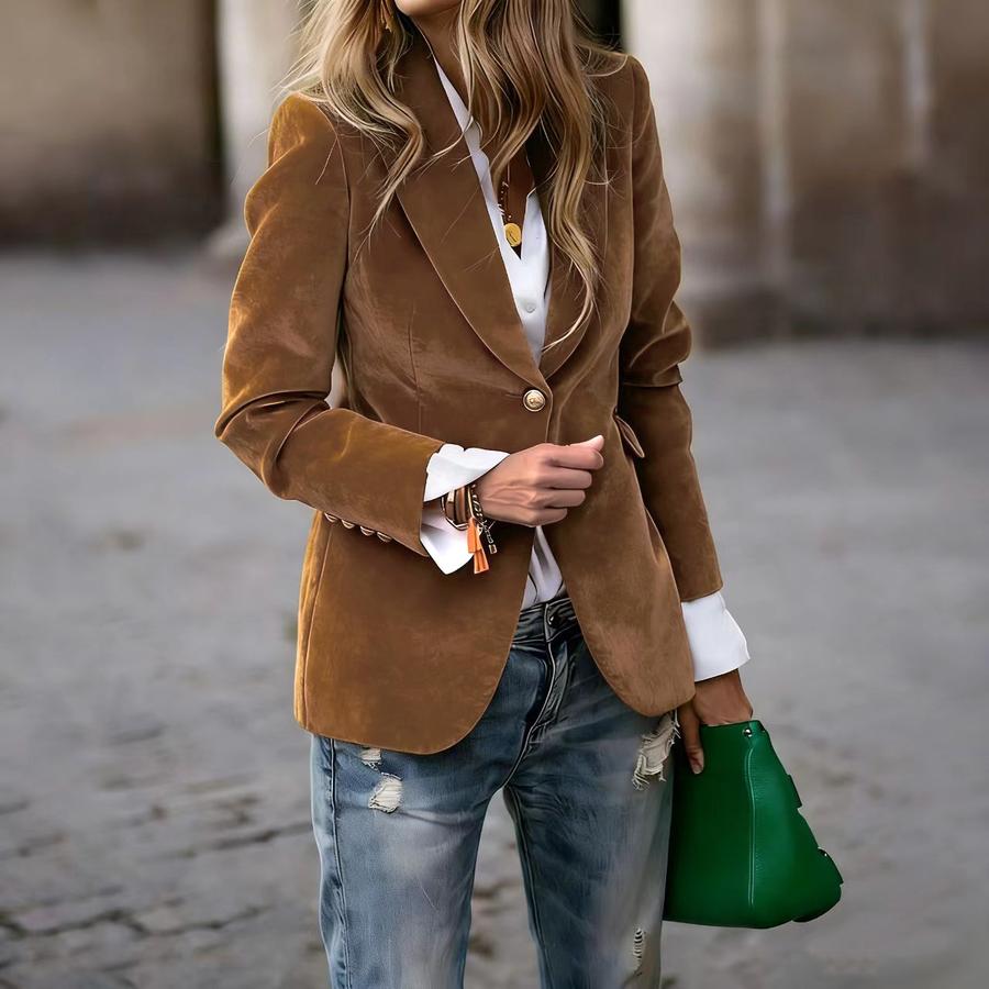 Spring New Arrivals  Velvet Elegant Slim Fit Pocket Blazer