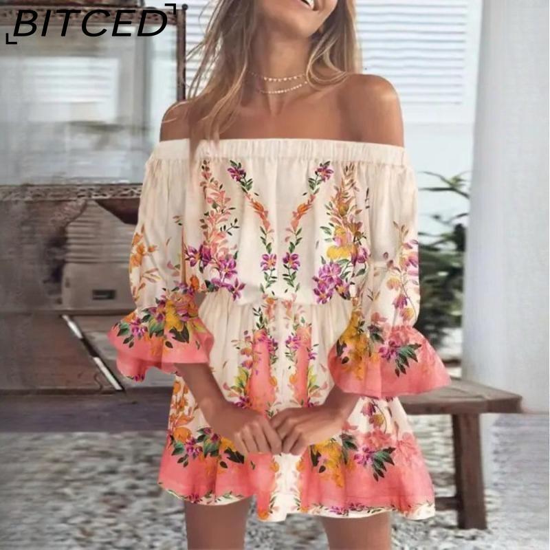BITCED Spring/Summer Women's Sexy Fashion Off-the-Shoulder Printed Dress