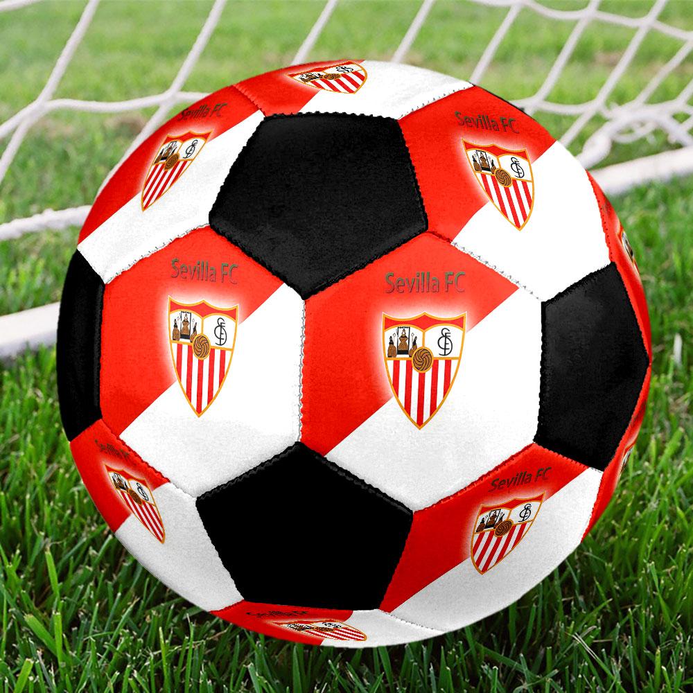 1 PZ Logo Sevilla FC Pallone da calcio taglia 5 Pallone da calcio indoor Praha Colorato Per tutte le età Cucito a macchina PVC Pronto per la competizione Resistente Rimbalzo elevato