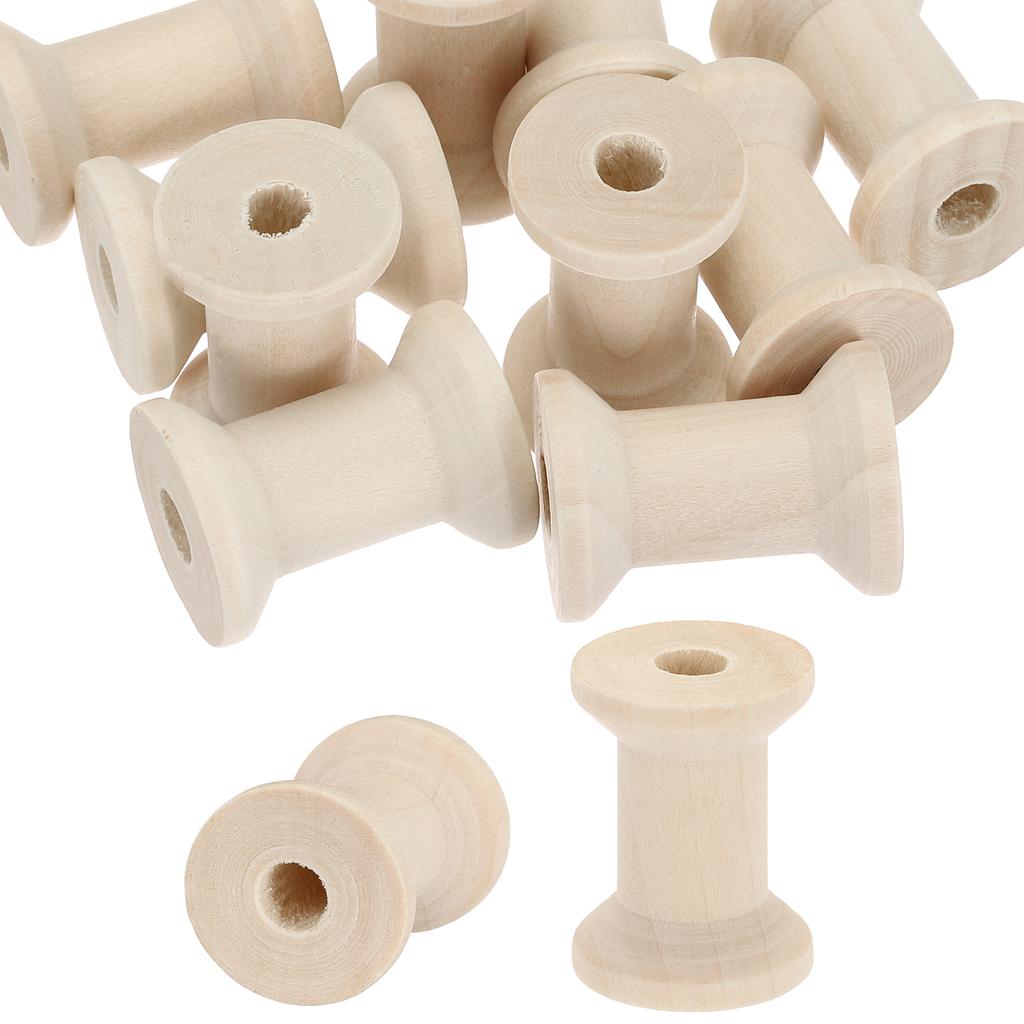 10/20/40pcs Wooden Empty Spools Unfinished Wood Sewing Thread Spool Natural Wire Weaving Bobbins for Crafts Embroidery Tools DIY