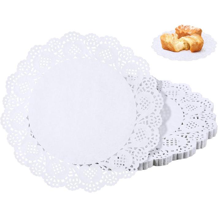 100 Pieces Paper Doilies, 12 Inch Doilies for Food, Disposable Lace Paper Doilies for Tables, Round Paper Placemats Bulk for Cakes Desserts Crafts