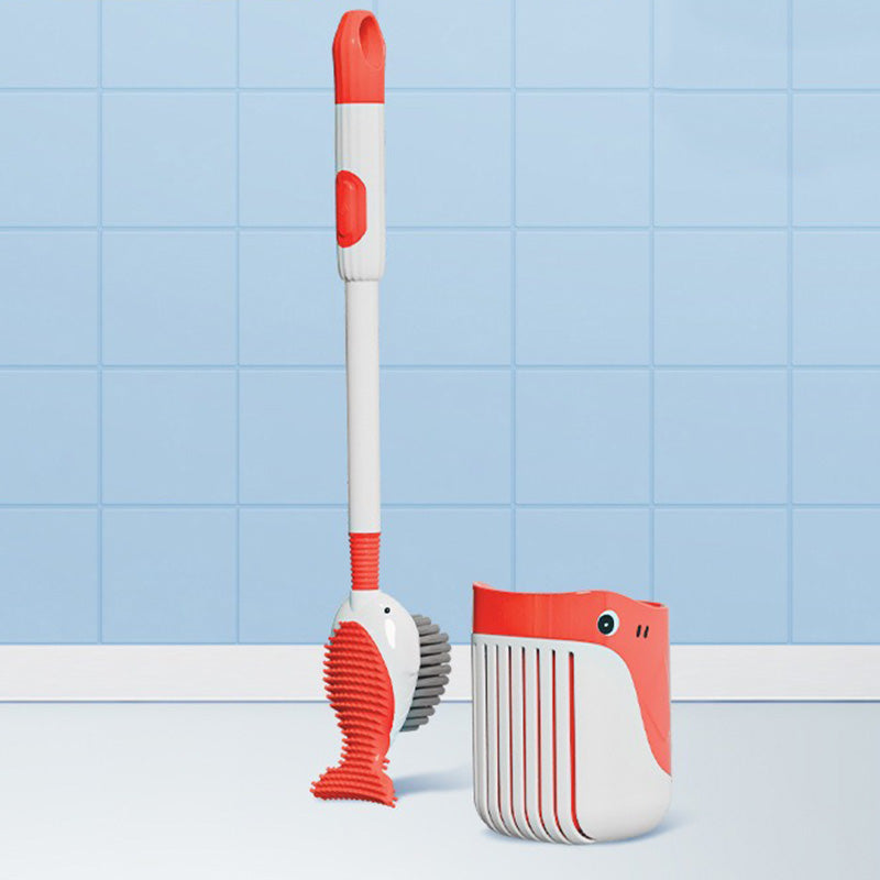 

1PC Spray Whale Liquid Toilet Brush No Dead Angle and Base Suction Cup Silicone Cleaning Set Toilet Brush красный