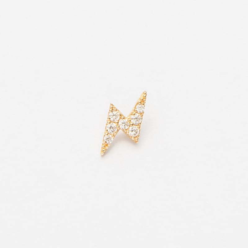LUNNE 14k Lightning Cubic Piercing (14k Gold) (Bar Thickness 1mm) #PIB10