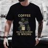 Men's Street Wear Cat Lover Funny Coffee Because Murder Print T-shirt Short Sleeve O-neck Streetwear Summer T Shirts Men