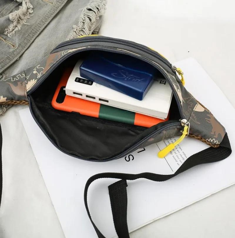 Cute Cartoon Dinosaur Storage Bags For Kids Phone Earphone Money Pouch Organizer Fashion Chest Waist Bag Children Belt Bag