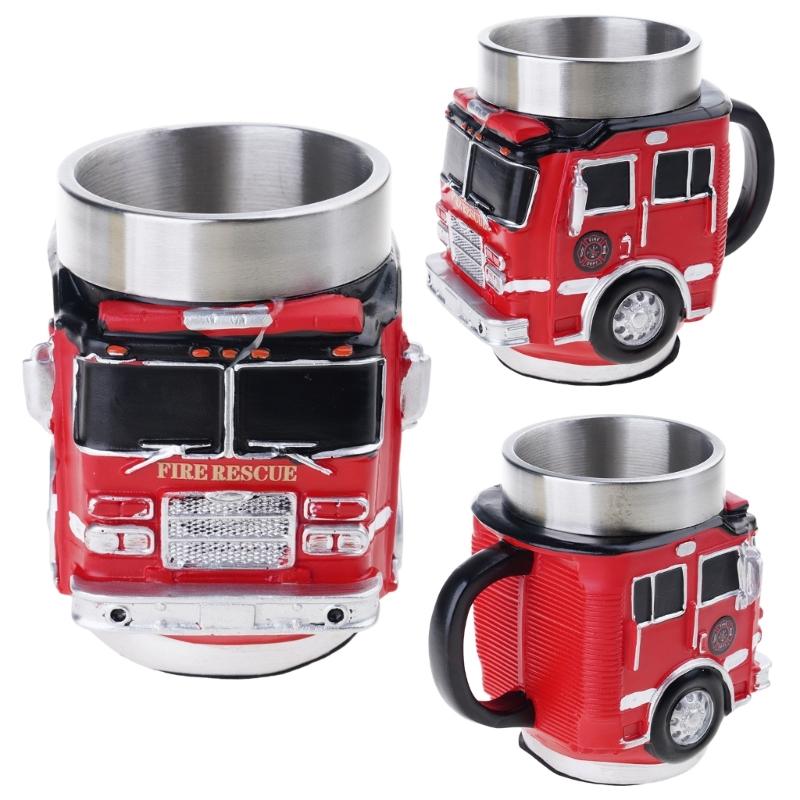 Creative Truck Shaped Firefighting Cup Stainless Steel Coffee Mug For Dad Gift For Father's Day Or Birthday