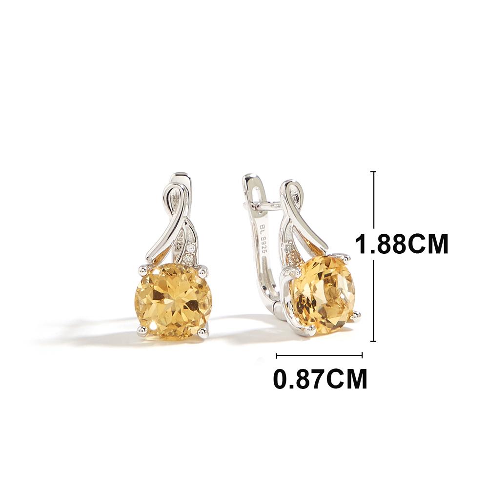 Orecchino con chiusura elegante in argento con pietra preziosa rotonda citrino naturale da 9 mm per regalo di gioielli di lusso per fidanzamento e festa da donna