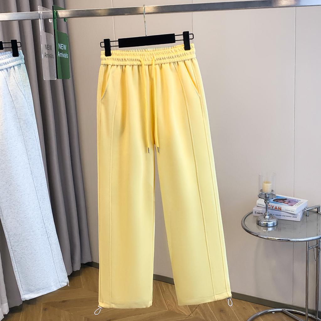 DIMANAF 2025 Plus Size Long Pants Belt Women Solid Harem Elastic Waist Casual Loose Pants New