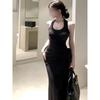 Slack waist U-neck I-shaped vest dress femininity thin niche triangle towel strap long dress