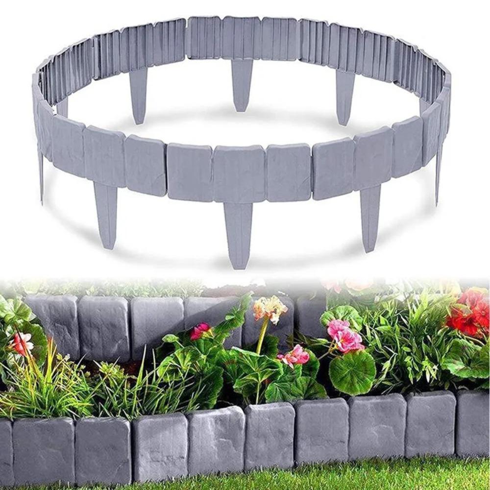 10Pcs  Outdoor Imitation Stone Plastic Fence In The Courtyard, Sheet Type Plug-In Fence, Small Fence, Villa Lawn Decoration, Gardening Partition
