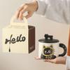 Cat Mug Retro Design Ceramic Water Cup With Lid Gift Box With Souvenir, High-End Cup Cartoon Girl