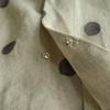 Johnature Women Vintage Linen Shirts Polka Dot Stand Long Sleeve Tops Spring Chinese Style Button Blouses
