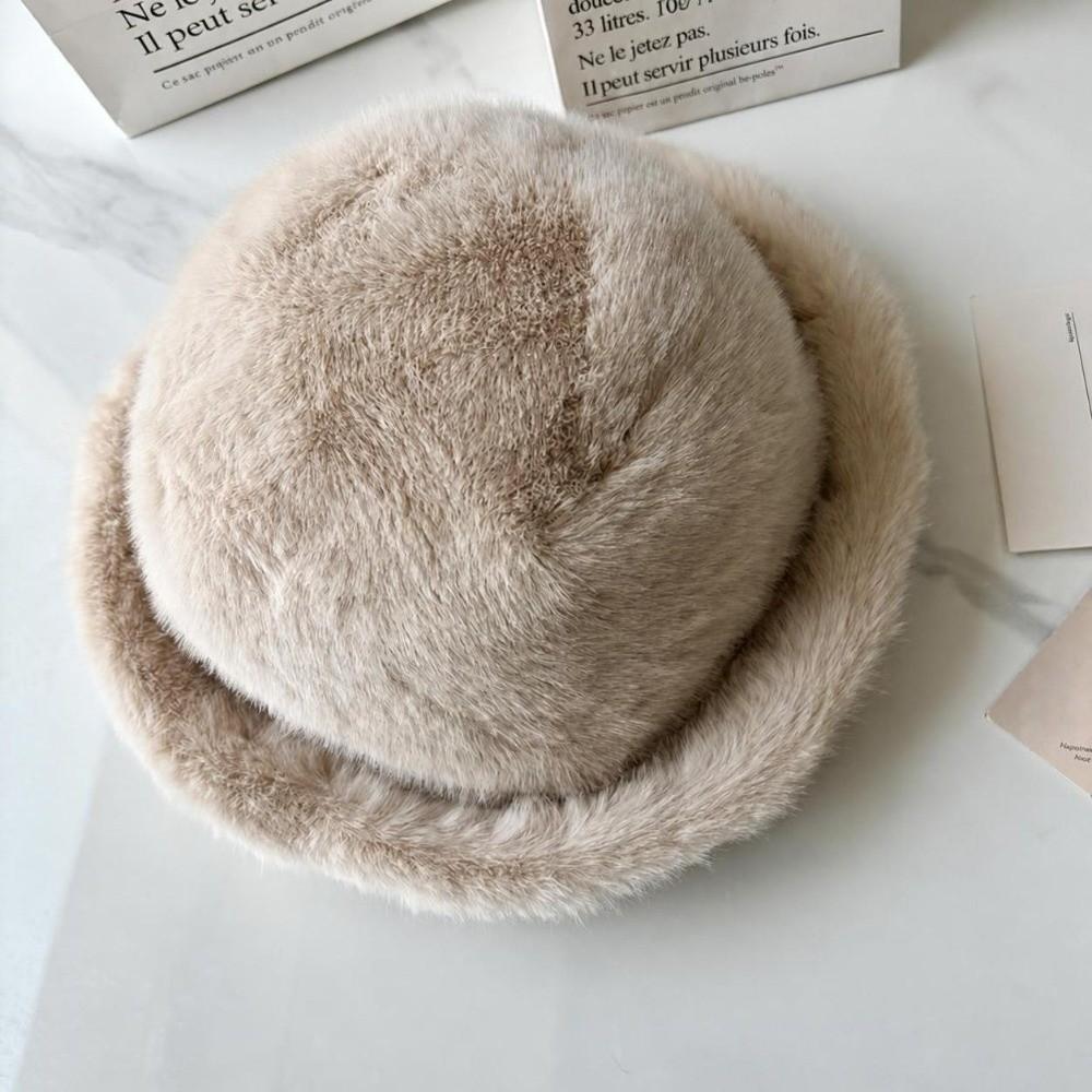 Thick Fur Bucket Hat Windproof Furry Beanies Hat Fashion Winter Fisherman Hat Winter