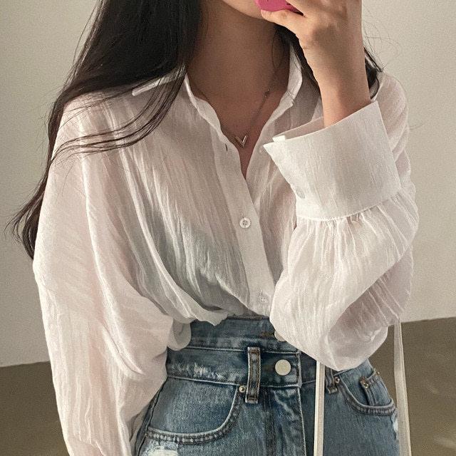 Spot Size Has Been Updated Chic New Summer Thin Lapel Long-sleeved Shirt Loose Lazy Sunscreen Air Conditioner Shirt