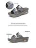 Size 43 Women's Sequin One-Strap Peep-Toe Wedge Heel Sandals, New 2022 Korean Style