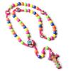 Colorful Beaded Cartoon Cross Rosary Necklace for Kids
