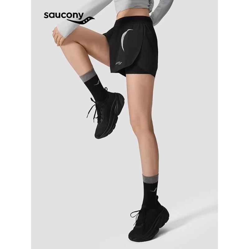 SAUCONY Women s Breathable Double-Layer Running Shorts 2XL