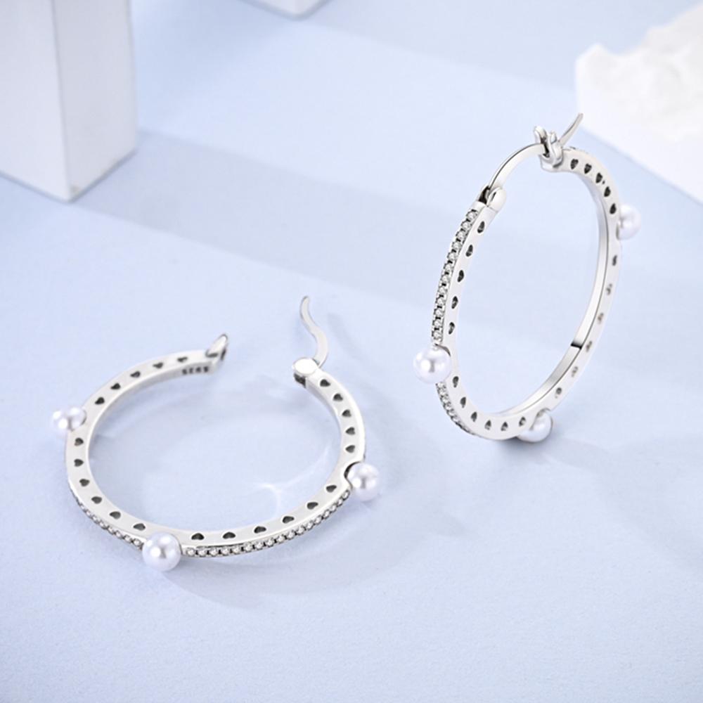 925 Silver Vintage Pearl Triple-Ball Hoop Earrings for Women Fashion Earrings Jewelry Gifts