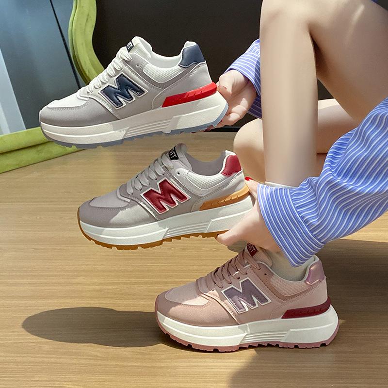 New dad shoes women's spring student sports running shoes casual shoes with heightened thick soles
