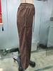 2026 Spring Elastic High Waist Lace-Up Corduroy Pants, Wide-Leg, with Pockets, Casual Long Trousers.