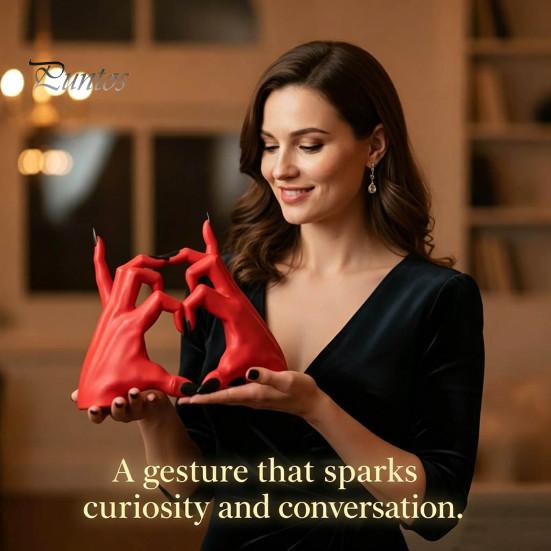 Halloween Tabletop Ornament Gothic Devil Hands Heart Statue, Demon Fingers in A Gesture Realistic Texture Sculpture Sculpture, Resin Love Sign