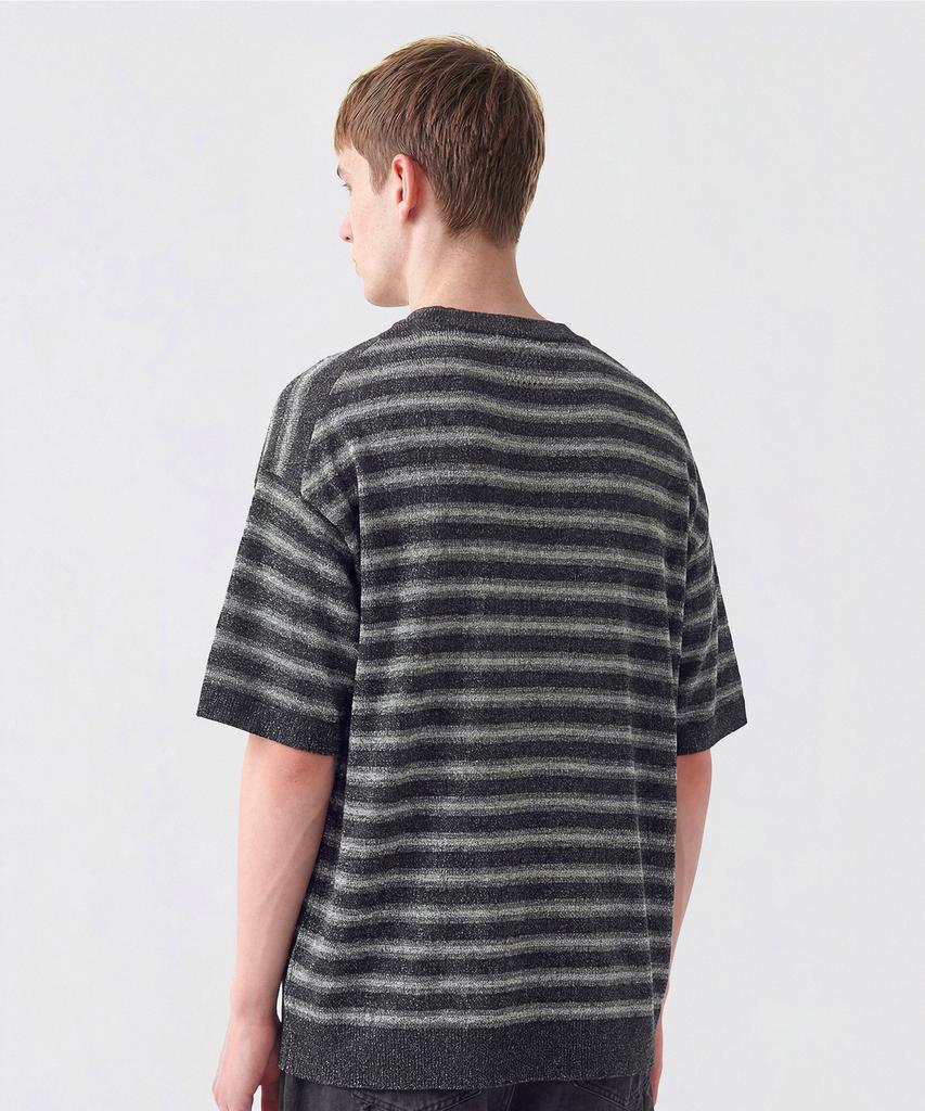 CUTZ Cool Touch Striped Short Sleeve Knit