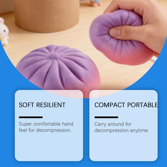 Colorful Steamed Bun Toy with Steamer Stress Relief Multicolor Dumpling Squeeze Sensory Toy Stress Ball Simulated Dough Ball Fidget Toy
