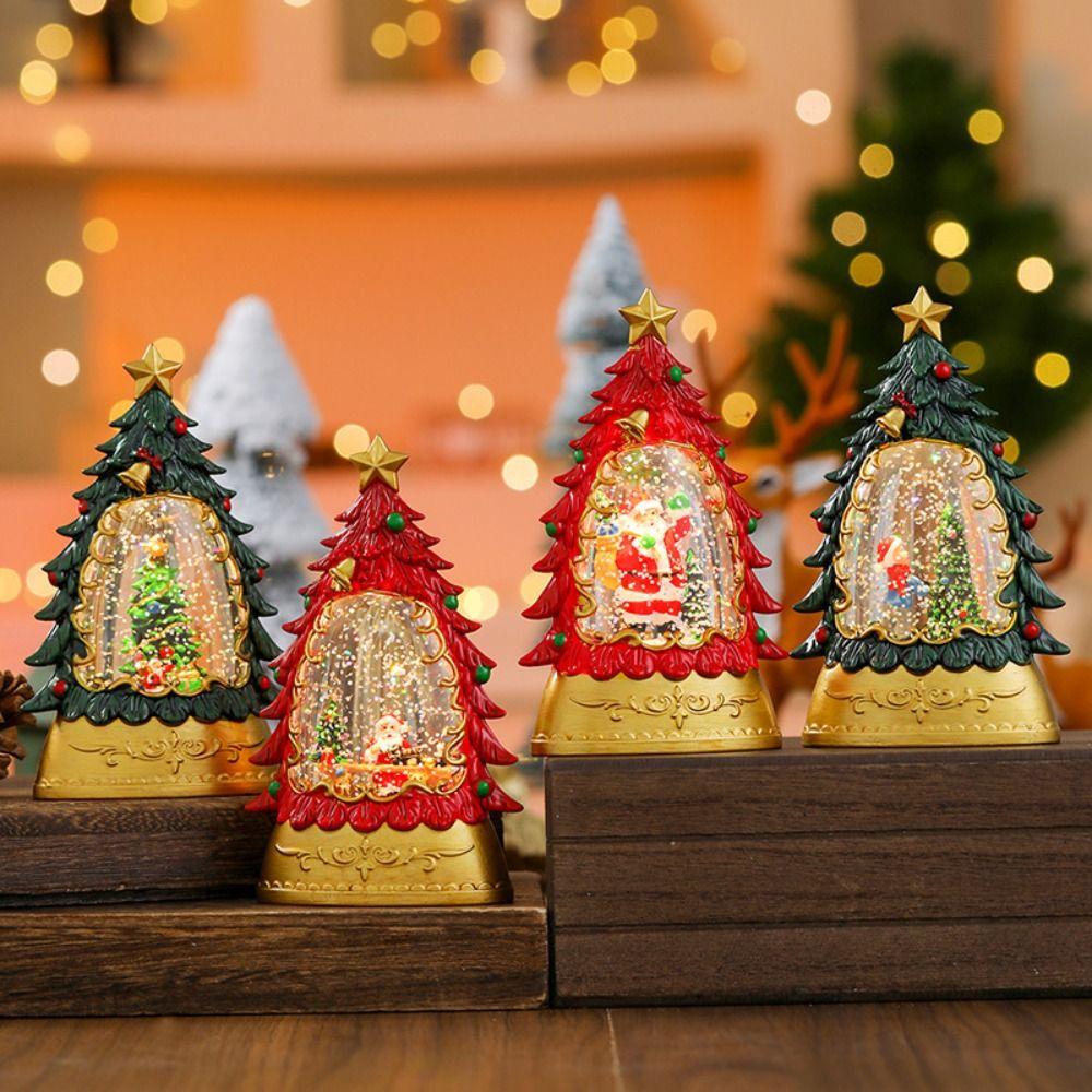 Battery Powered Christmas Wind Lantern Sculpture Water-Filled Santa Claus Desktop Figurine  Home