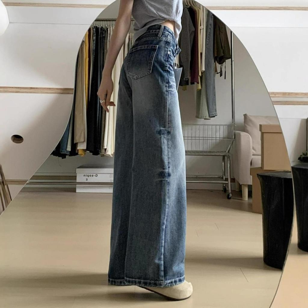 Comfortable High Waisted Large Size Micro Flare Jeans Women's Autumn Year Straight Loose Thin Retro Wide Leg Trousers Jeans for Women Long Denim Pants
