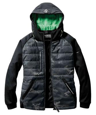 BURTLE Vetruodolná mikina s kapucňou Kamuflážna čierna 3210 38 S (Unisex) jeseň/zima