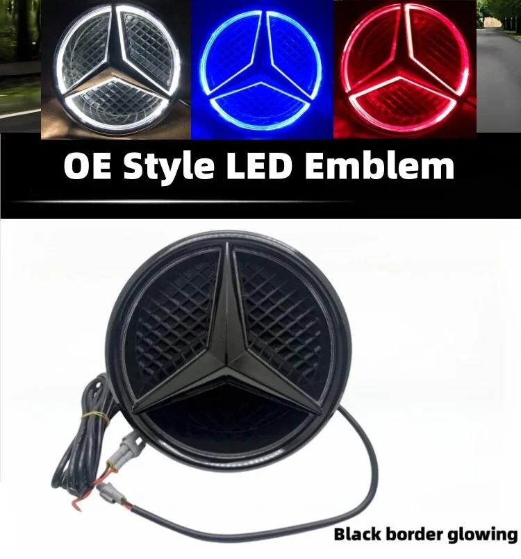 

C200 E200 For Mercedes Benz Car Front Grill Logo Light mirror face LED Badge Emblem Luminous Decorative Light For Mercedes Benz Emit white light