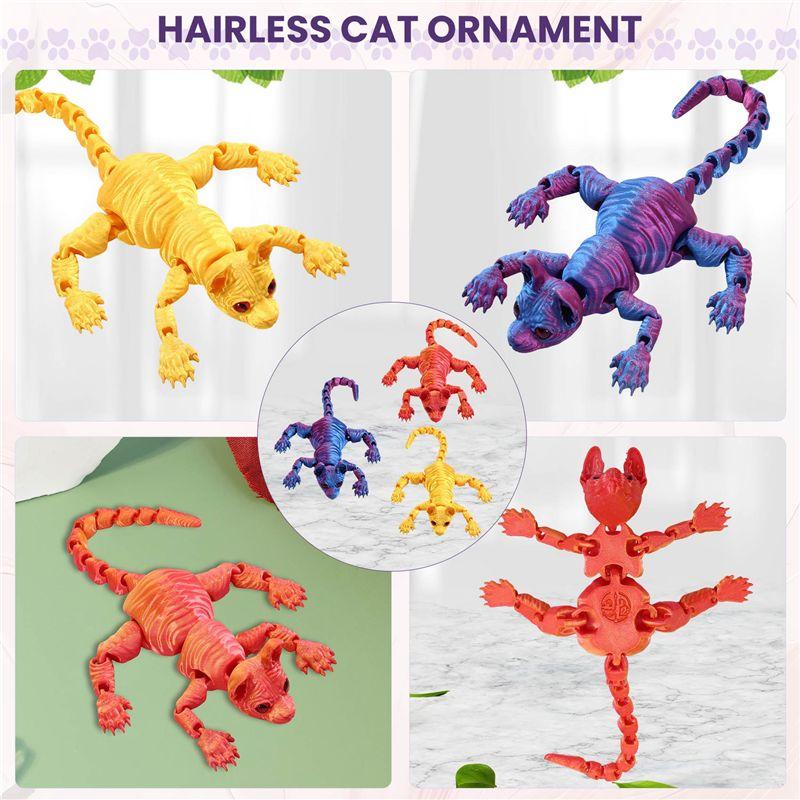 AEE4-3D Printed Animal Ornaments Realistic Hairless Cat Statue Cat For Cat Lovers Collectors