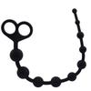 Orirya Anal Plug Anal Beads 10 Connected Balls Anal Pearl Anal Goods SM Goods Silicone 10 Beads Double Ring Handle Beginner Men Women Sex Toys Black