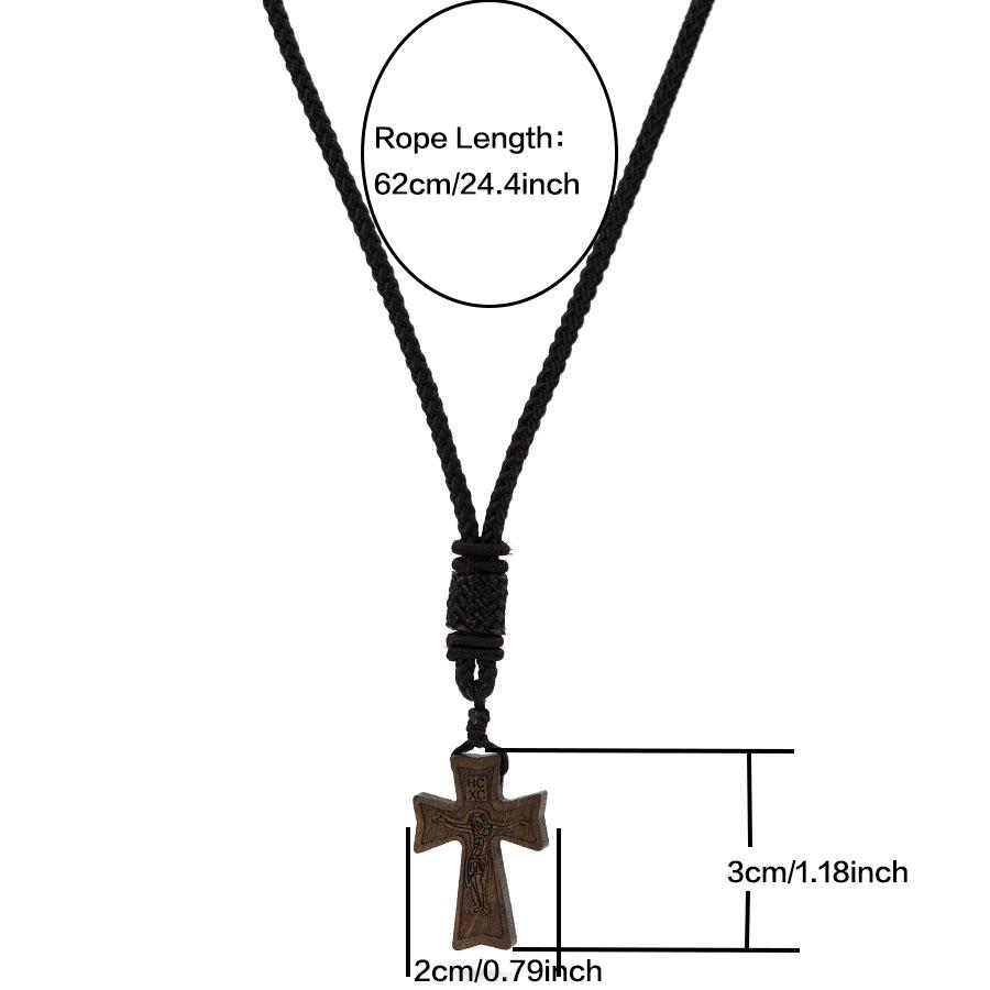 5 Styles Christian Jesus Cross Pendant Necklace Men Premium Selected Dark Brown Rope Chain Meditation Healing Neck Accessories