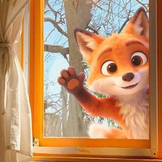 Cartoon Giraffe Window Clings Animal Glass Static PVC Decals Sticker Reusable Funny Waterproof for Living Room