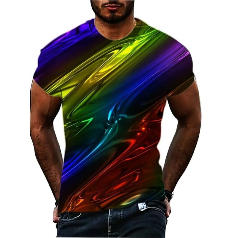 Men's Geometic Optical Illusion T Shirt 3D Print Short Sleeve Crew Neck T Shirt for Men Sport Tshirts