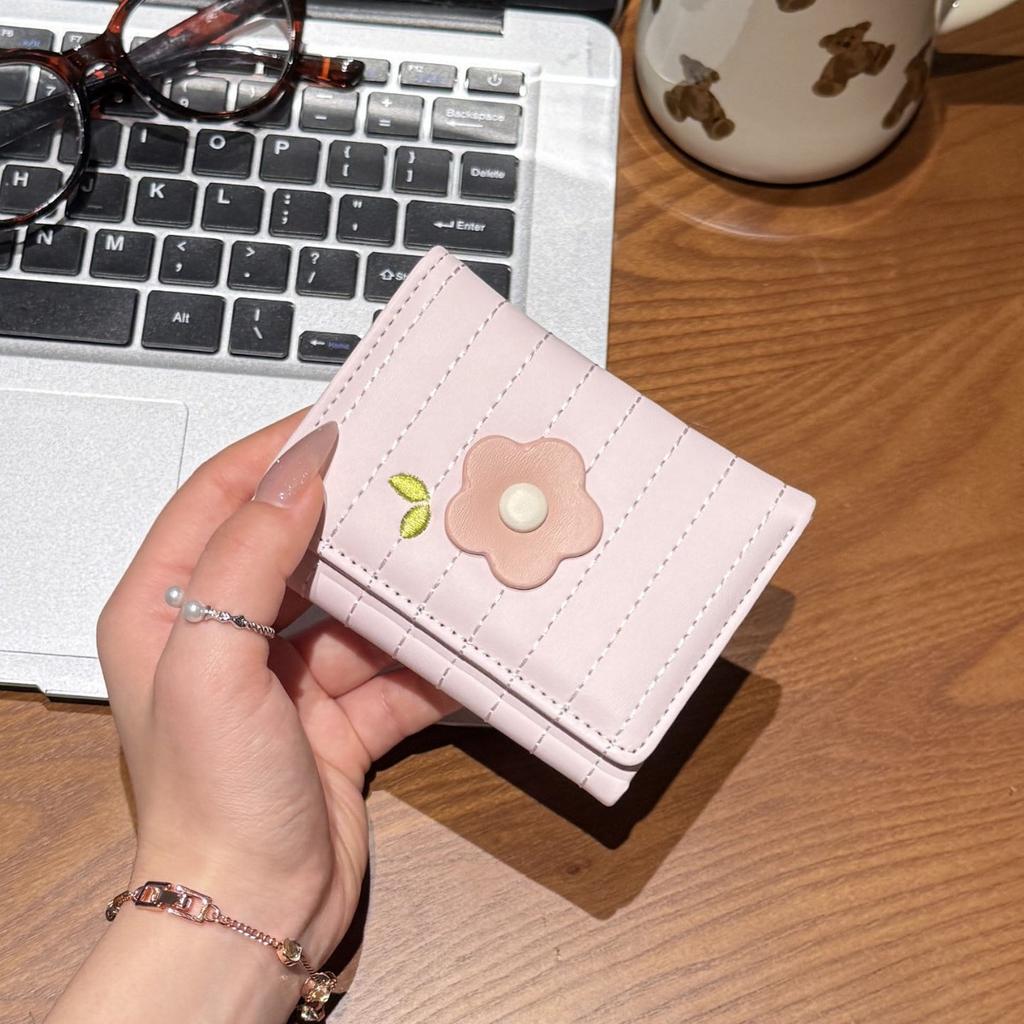 Korean version cute little fresh flower short wallet multi-card card bag multi-function certificate storage bag portable wallet