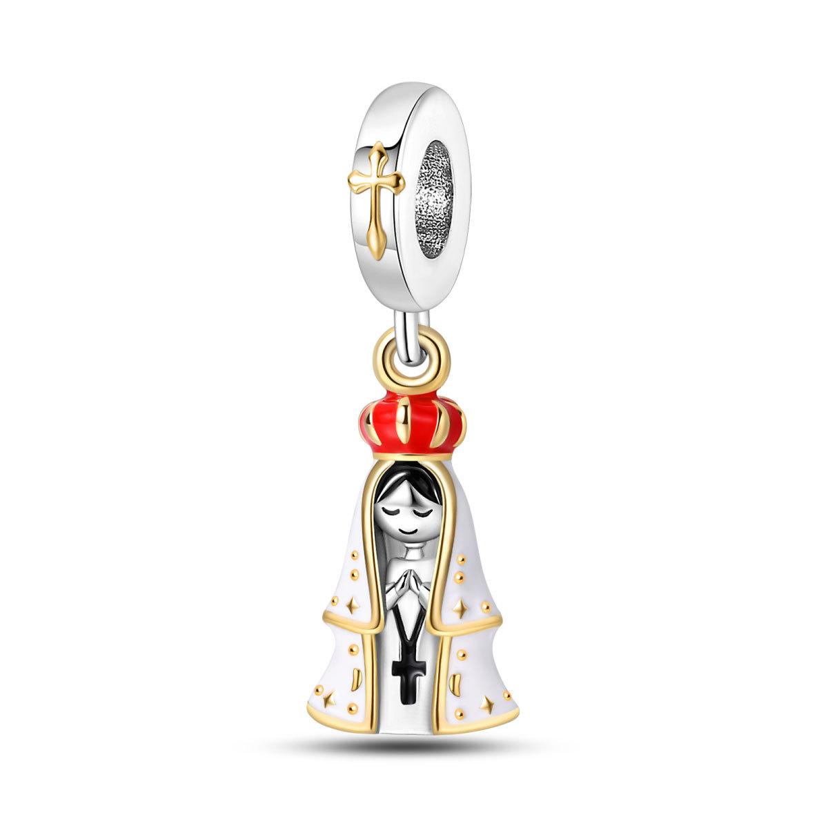 

Серебряный кулон 925 пробы Дева Мария бисерный новый стиль DIY ювелирные изделия аксессуары браслет ювелирные изделия