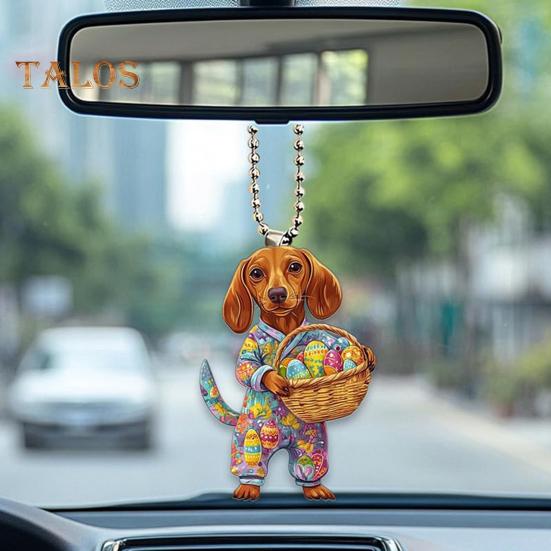 Ostern Hund Auto Hängen Ornament Acryl 2D Flache Hund Anhänger Bunte Tier Welpen Dekoration Ostern Geschenke