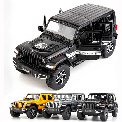 Carro de brinquedo off-road em escala 1/22, 7 portas para Wrangler Diecast Toy Car Modelo Veículos infantis movidos a fricção de liga de metal, portas abertas, luz e som
