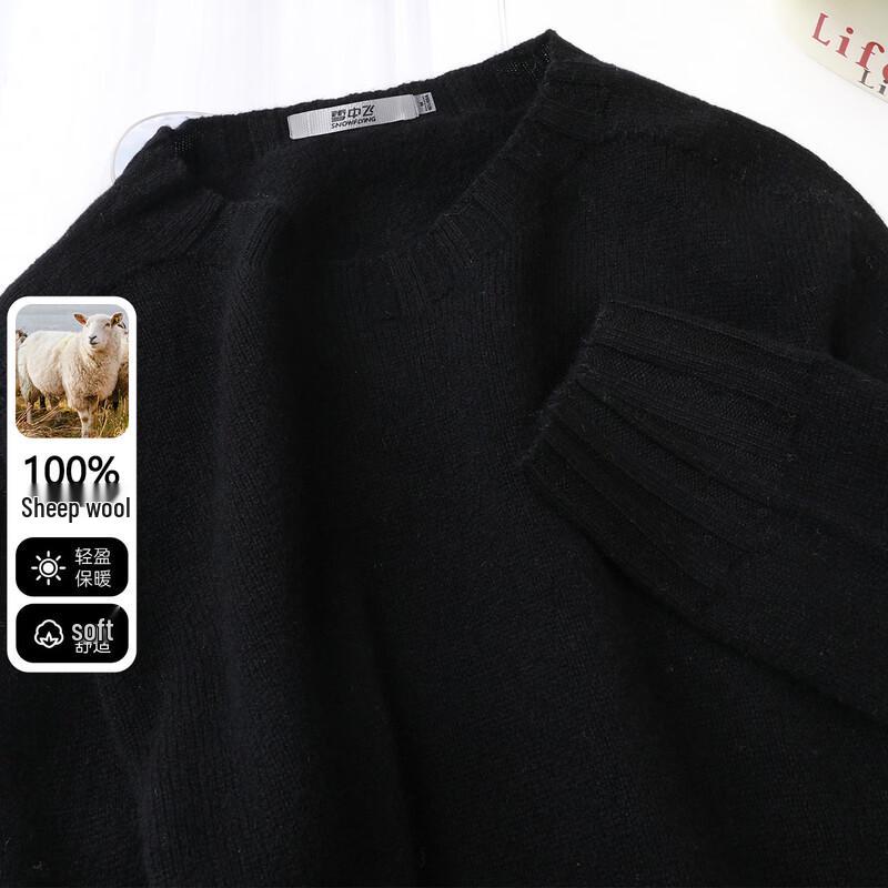 SNOWFLYING Women s 100% Merino Wool Round Neck Sweater S