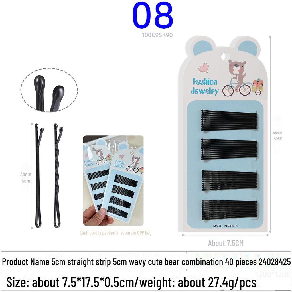 Multicolor Black Wave Hair Clips: One-Line, U-Shaped, Gold & Silver, Steel, Ball Head, Hairpin Set